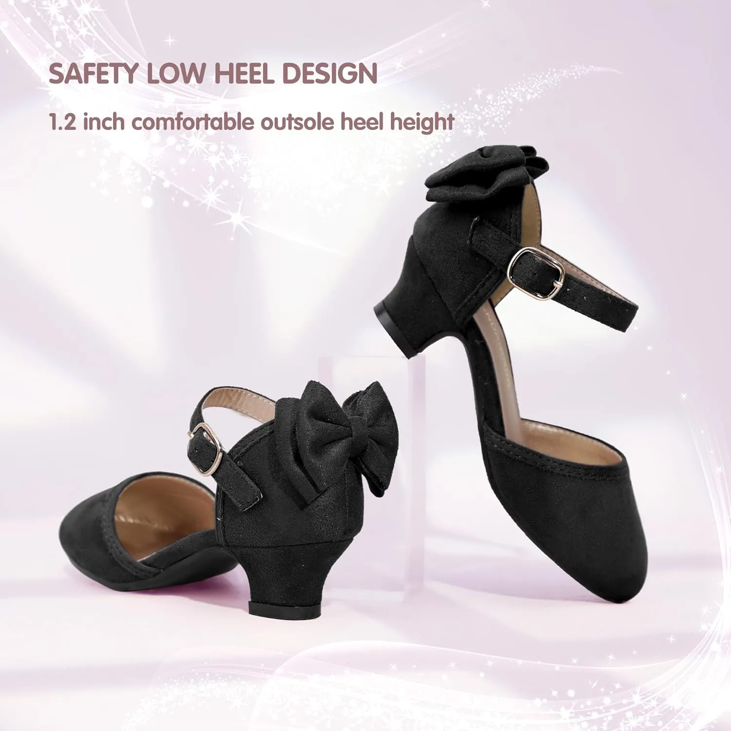 PANDANINJIA Wendy Girls Heels Dress Shoes Flower Girl Mary Jane Sandals Wedding Party Princess Shoes for Toddler Little Kid Big Kid