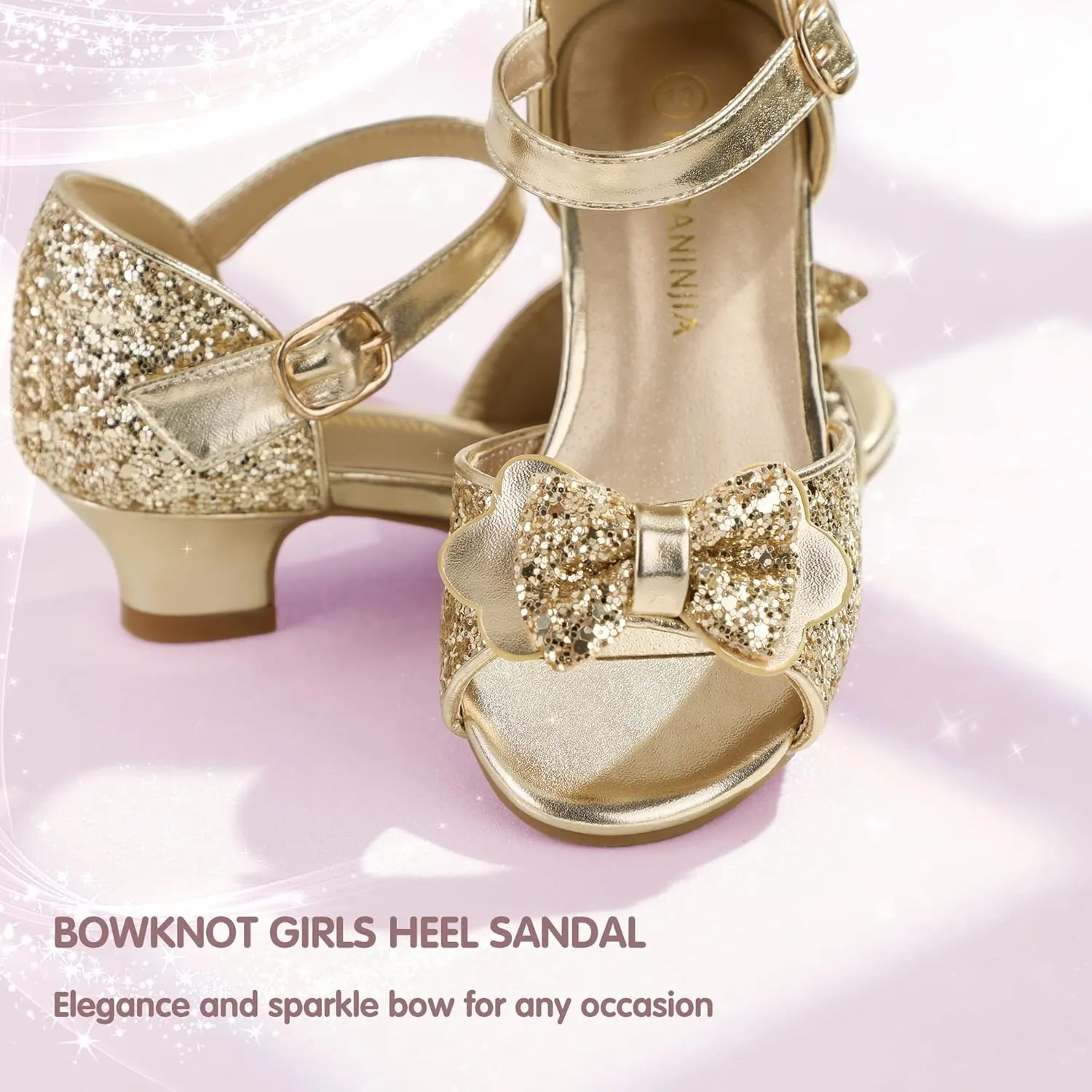 PANDANINJIA Wendy Girls Heels Dress Shoes Flower Girl Mary Jane Sandals Wedding Party Princess Shoes for Toddler Little Kid Big Kid