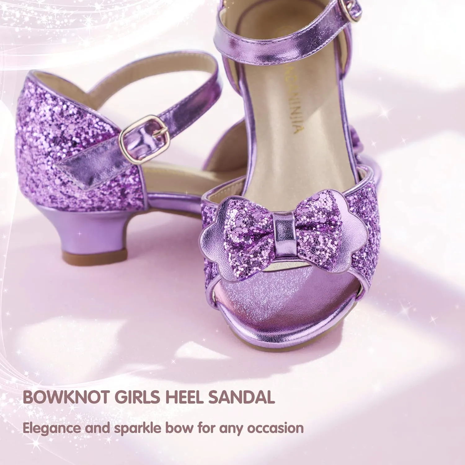 PANDANINJIA Wendy Girls Heels Dress Shoes Flower Girl Mary Jane Sandals Wedding Party Princess Shoes for Toddler Little Kid Big Kid