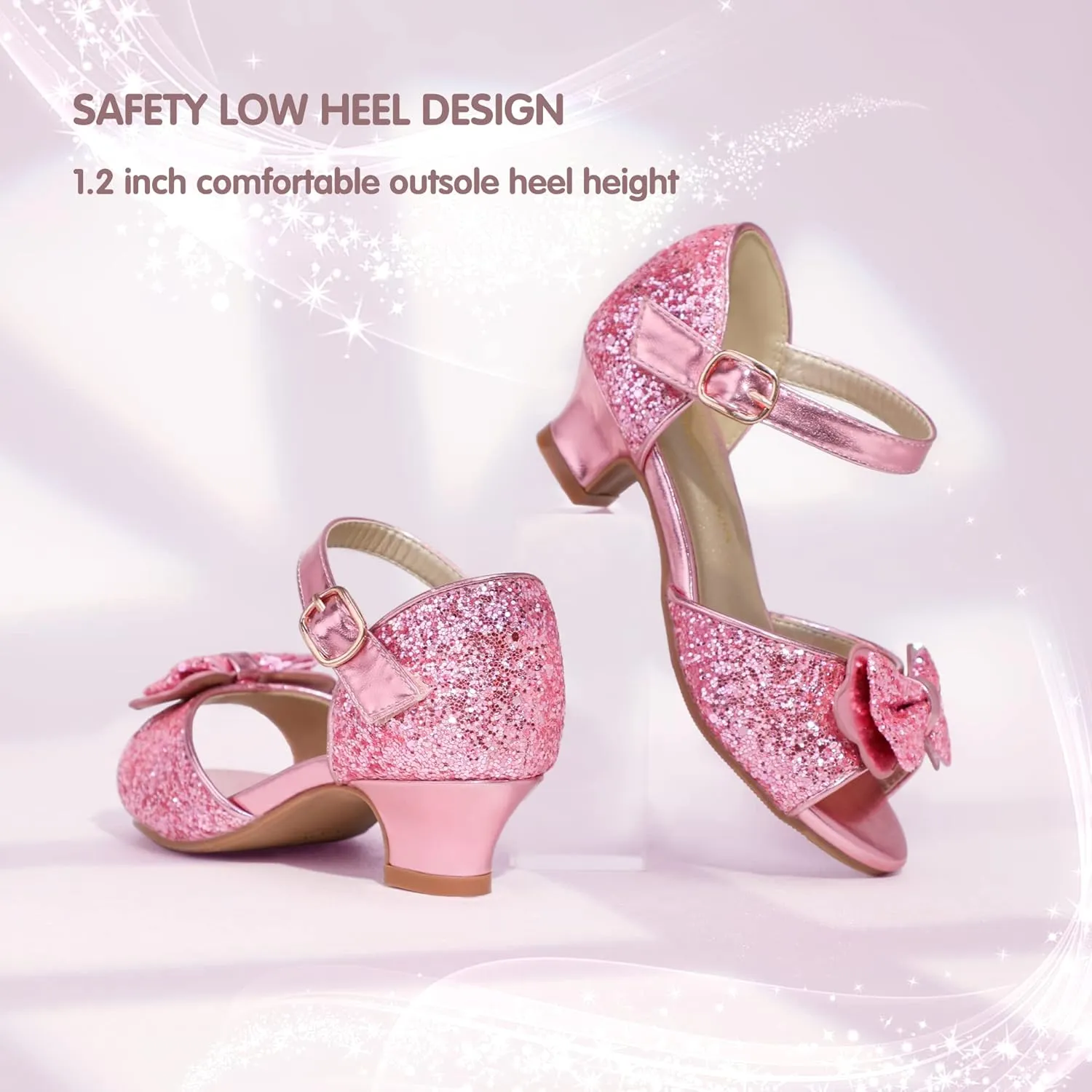 PANDANINJIA Wendy Girls Heels Dress Shoes Flower Girl Mary Jane Sandals Wedding Party Princess Shoes for Toddler Little Kid Big Kid