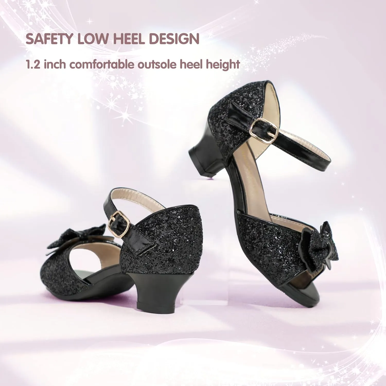 PANDANINJIA Wendy Girls Heels Dress Shoes Flower Girl Mary Jane Sandals Wedding Party Princess Shoes for Toddler Little Kid Big Kid
