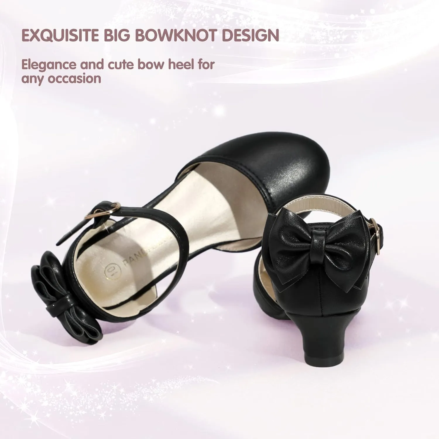 PANDANINJIA Wendy Girls Heels Dress Shoes Flower Girl Mary Jane Sandals Wedding Party Princess Shoes for Toddler Little Kid Big Kid