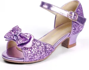 PANDANINJIA Wendy Girls Heels Dress Shoes Flower Girl Mary Jane Sandals Wedding Party Princess Shoes for Toddler Little Kid Big Kid