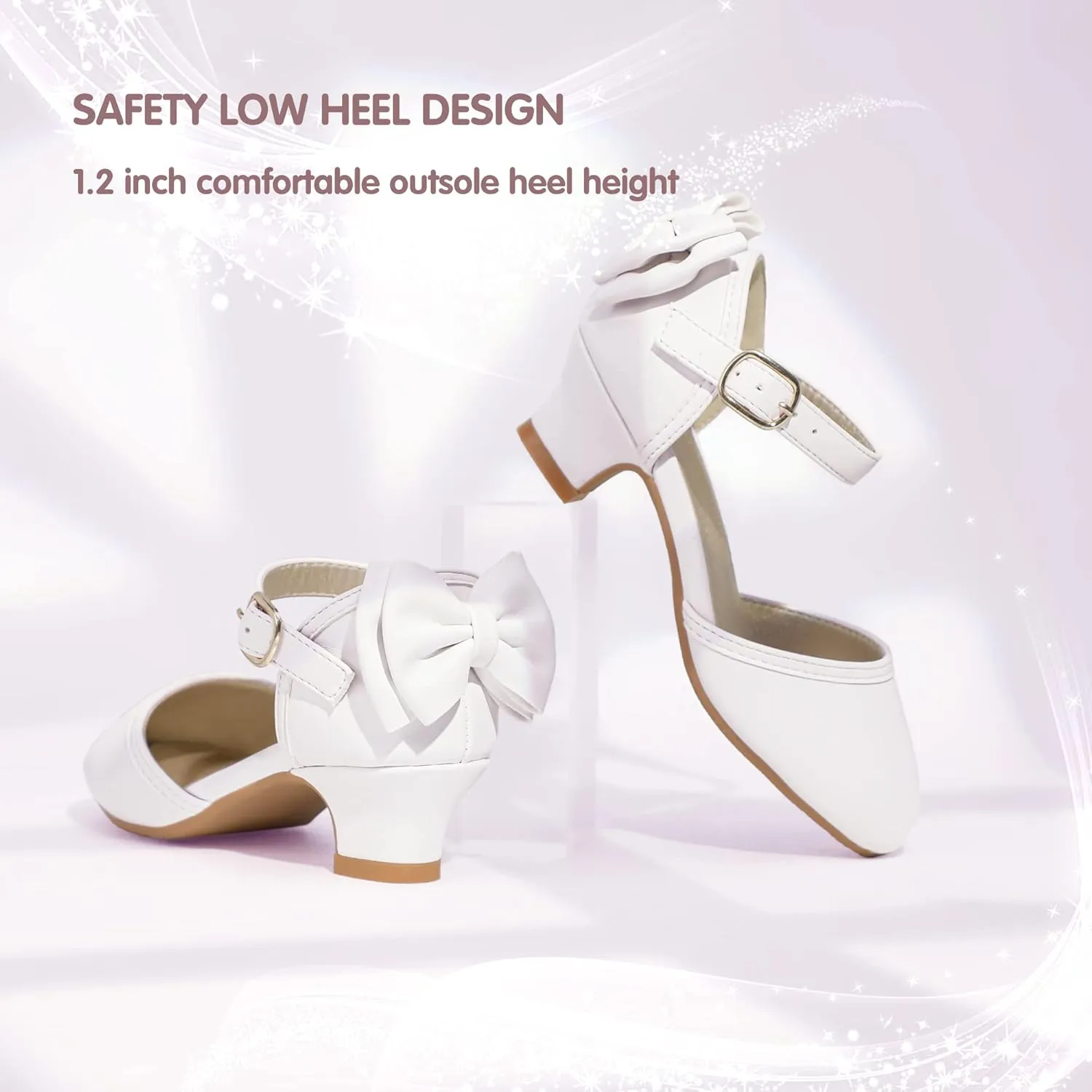 PANDANINJIA Wendy Girls Heels Dress Shoes Flower Girl Mary Jane Sandals Wedding Party Princess Shoes for Toddler Little Kid Big Kid