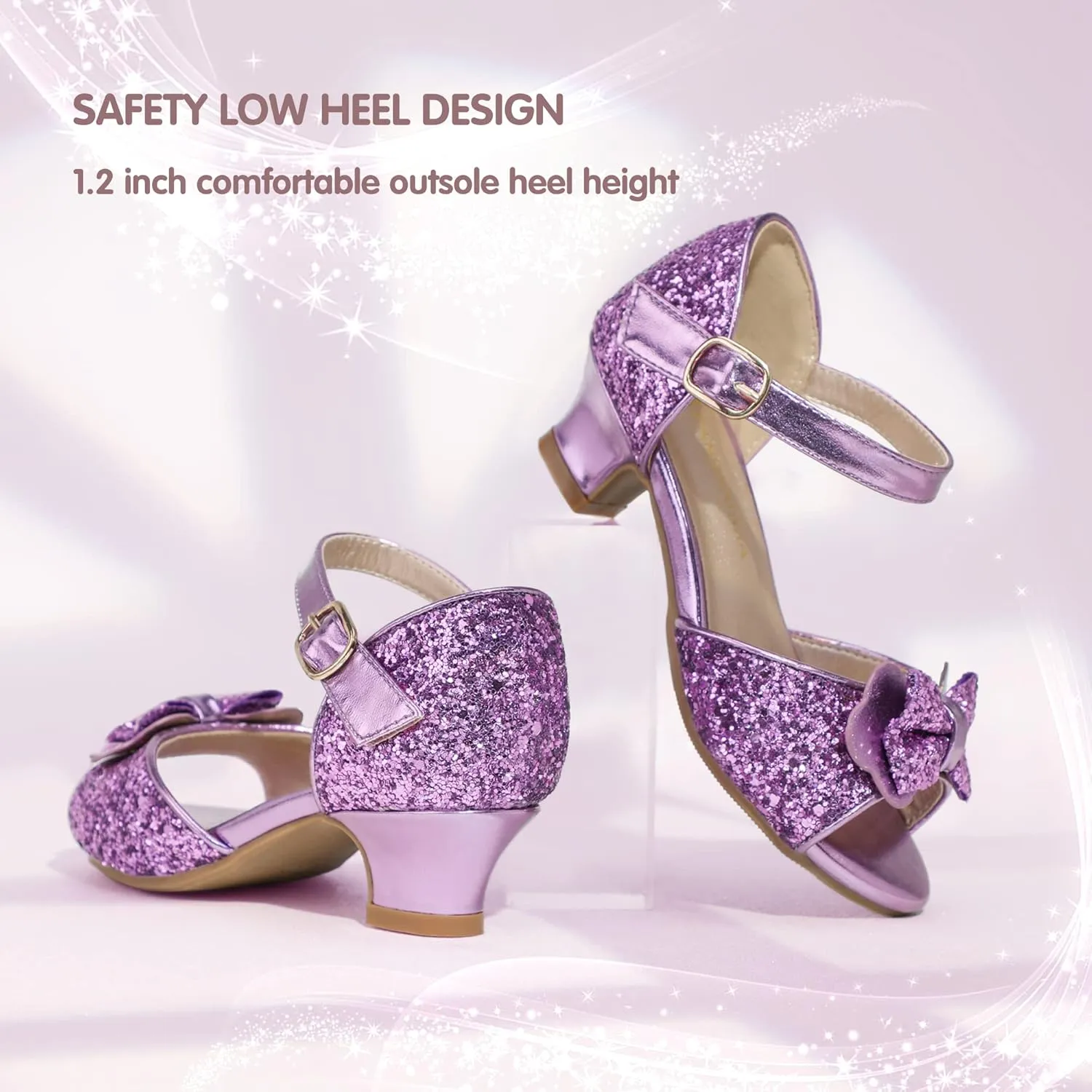 PANDANINJIA Wendy Girls Heels Dress Shoes Flower Girl Mary Jane Sandals Wedding Party Princess Shoes for Toddler Little Kid Big Kid