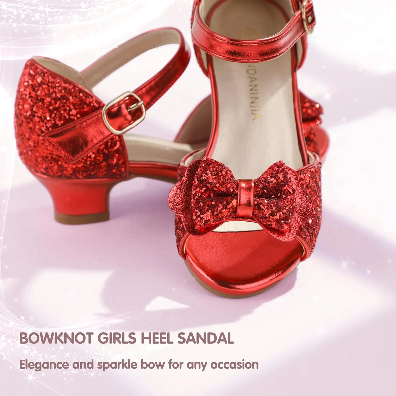 PANDANINJIA Wendy Girls Heels Dress Shoes Flower Girl Mary Jane Sandals Wedding Party Princess Shoes for Toddler Little Kid Big Kid