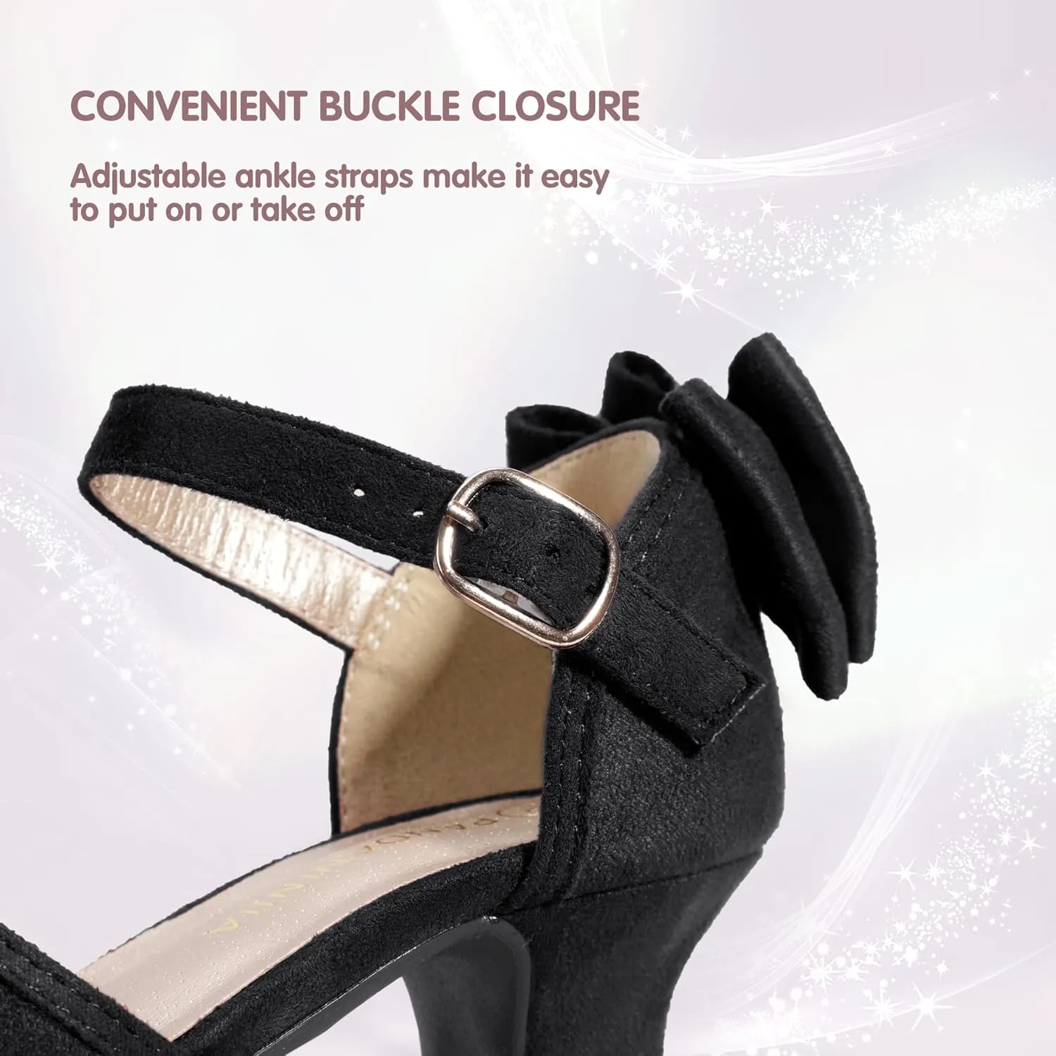 PANDANINJIA Wendy Girls Heels Dress Shoes Flower Girl Mary Jane Sandals Wedding Party Princess Shoes for Toddler Little Kid Big Kid