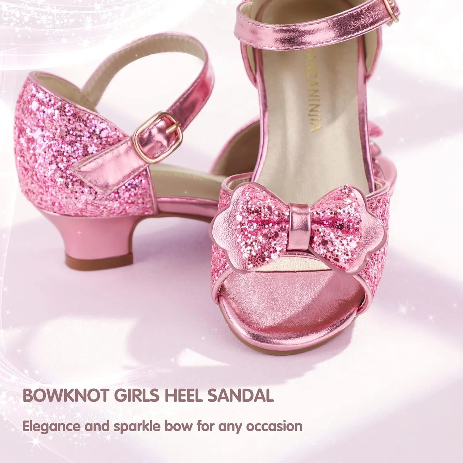 PANDANINJIA Wendy Girls Heels Dress Shoes Flower Girl Mary Jane Sandals Wedding Party Princess Shoes for Toddler Little Kid Big Kid