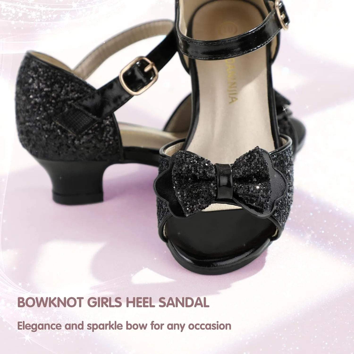 PANDANINJIA Wendy Girls Heels Dress Shoes Flower Girl Mary Jane Sandals Wedding Party Princess Shoes for Toddler Little Kid Big Kid