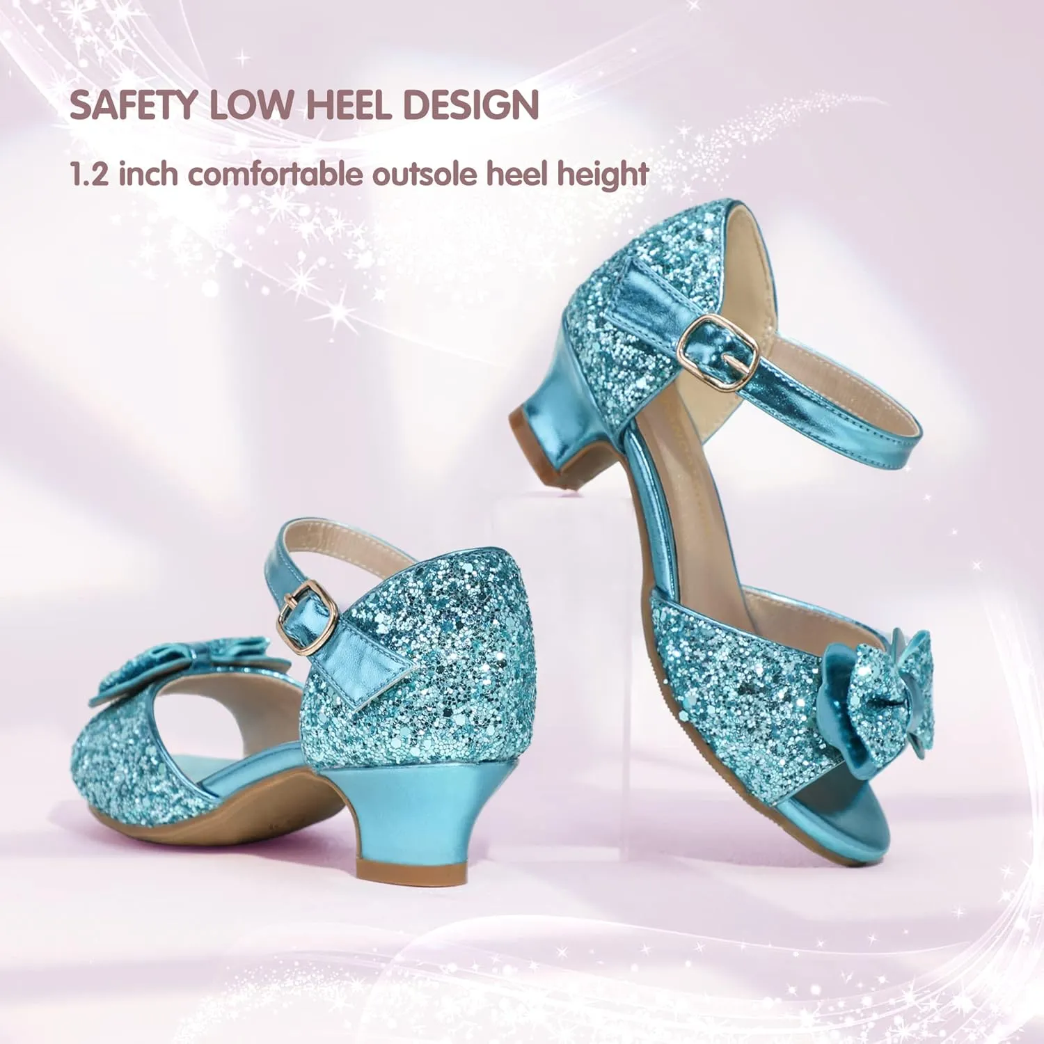 PANDANINJIA Wendy Girls Heels Dress Shoes Flower Girl Mary Jane Sandals Wedding Party Princess Shoes for Toddler Little Kid Big Kid