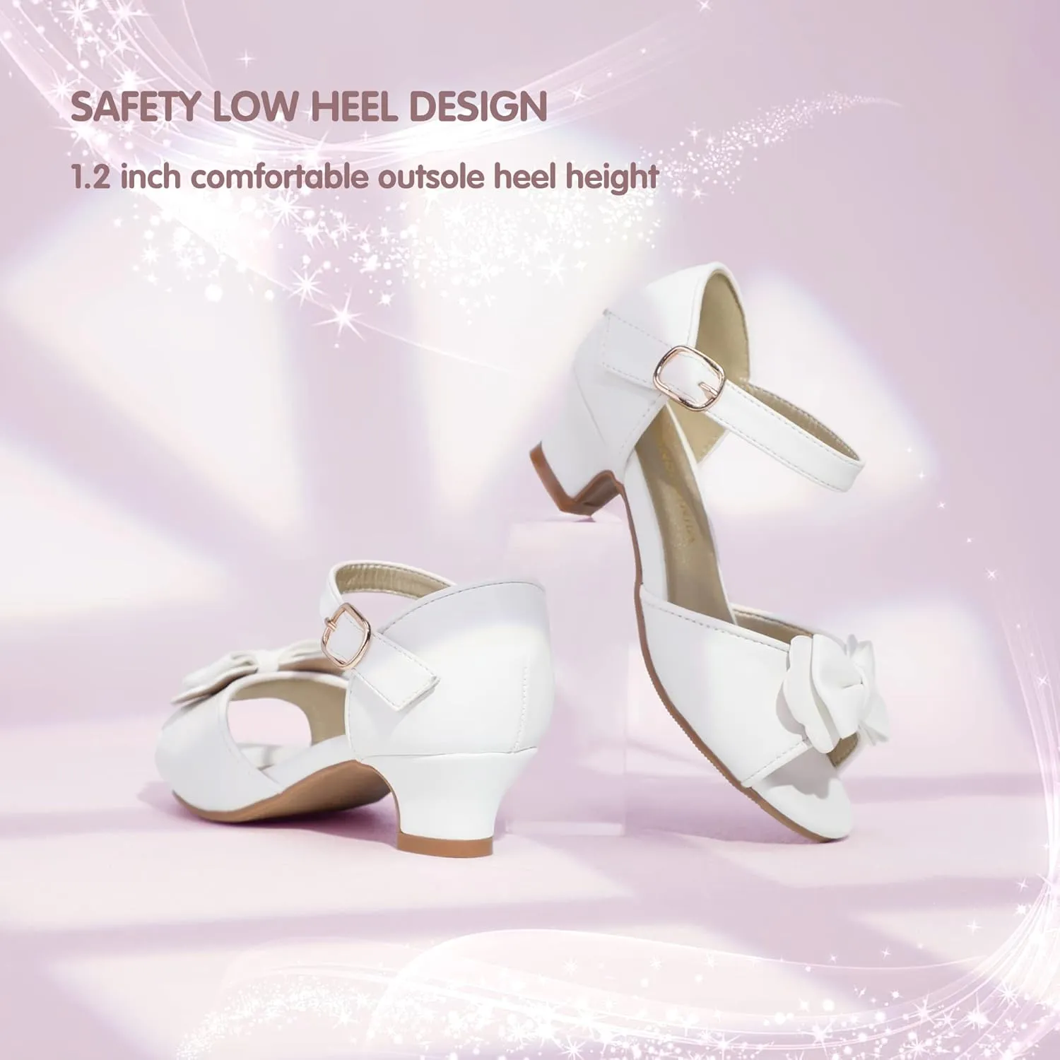 PANDANINJIA Wendy Girls Heels Dress Shoes Flower Girl Mary Jane Sandals Wedding Party Princess Shoes for Toddler Little Kid Big Kid