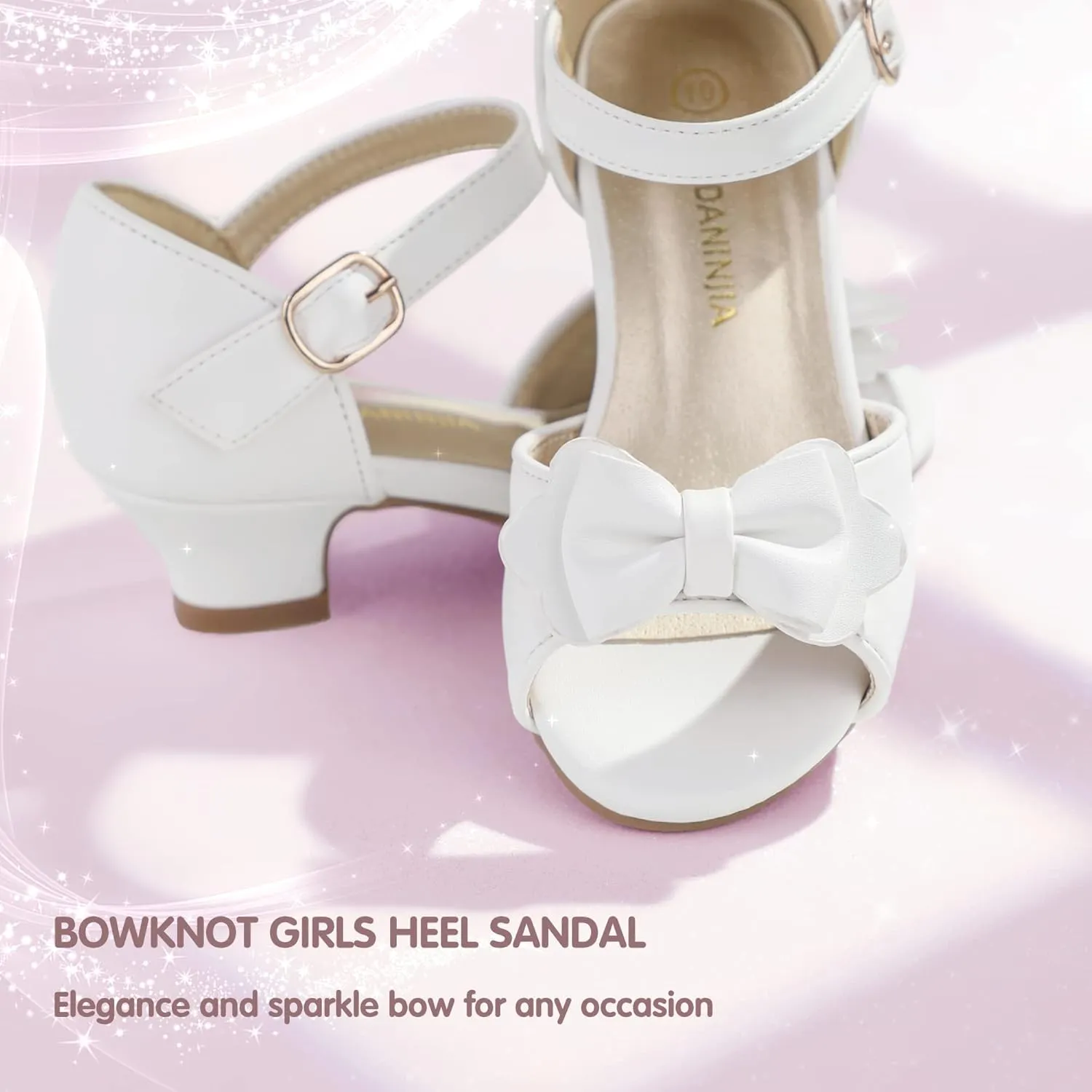 PANDANINJIA Wendy Girls Heels Dress Shoes Flower Girl Mary Jane Sandals Wedding Party Princess Shoes for Toddler Little Kid Big Kid