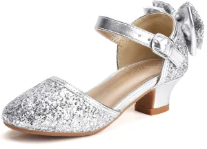 PANDANINJIA Wendy Girls Heels Dress Shoes Flower Girl Mary Jane Sandals Wedding Party Princess Shoes for Toddler Little Kid Big Kid