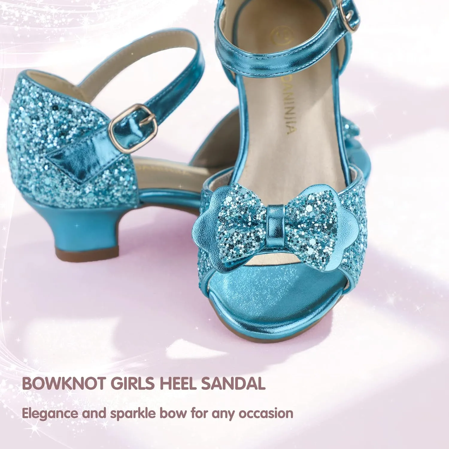 PANDANINJIA Wendy Girls Heels Dress Shoes Flower Girl Mary Jane Sandals Wedding Party Princess Shoes for Toddler Little Kid Big Kid