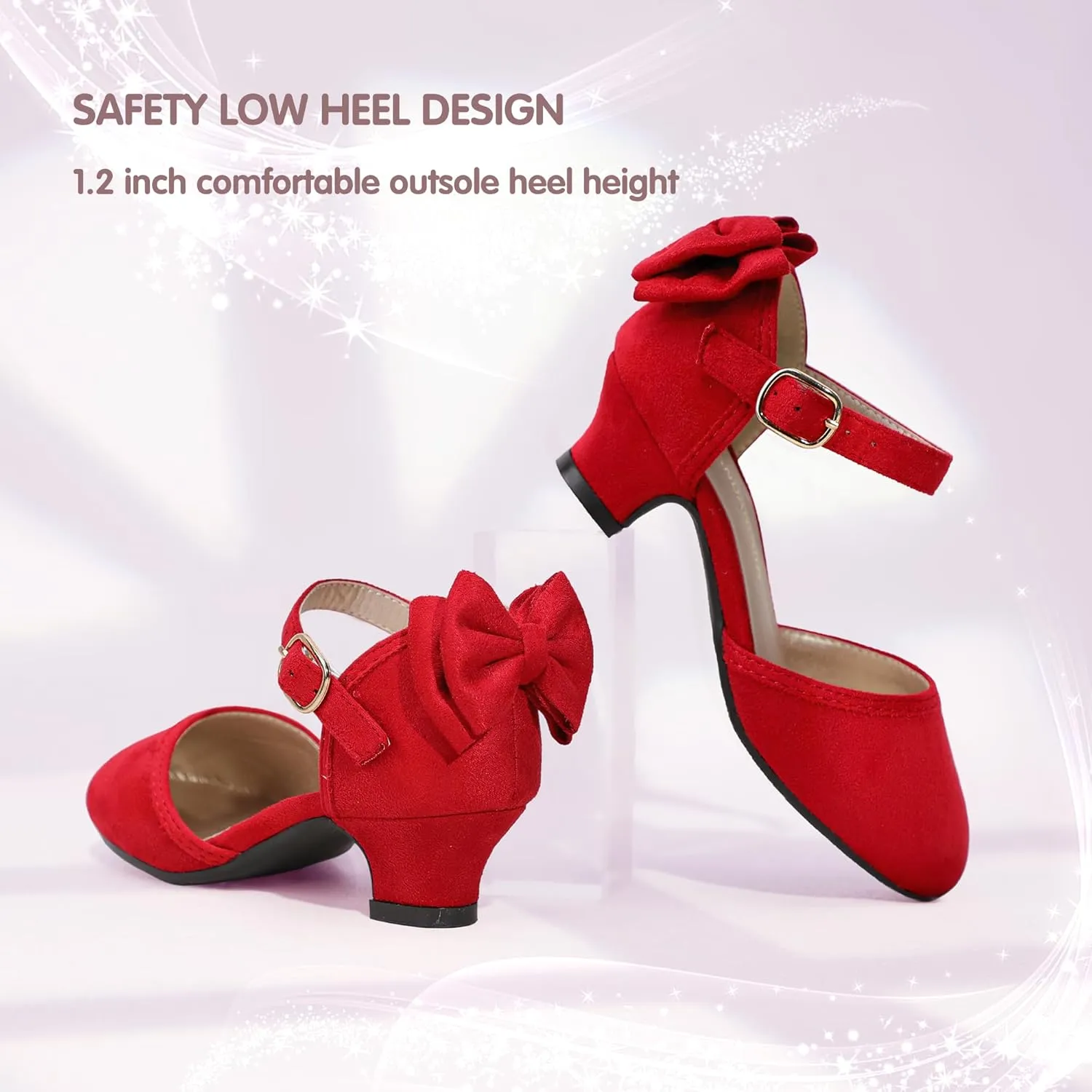 PANDANINJIA Wendy Girls Heels Dress Shoes Flower Girl Mary Jane Sandals Wedding Party Princess Shoes for Toddler Little Kid Big Kid
