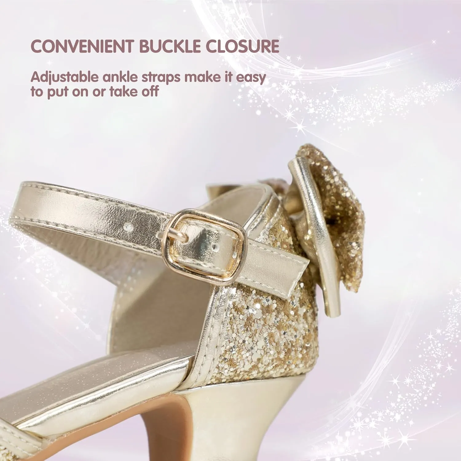 PANDANINJIA Wendy Girls Heels Dress Shoes Flower Girl Mary Jane Sandals Wedding Party Princess Shoes for Toddler Little Kid Big Kid