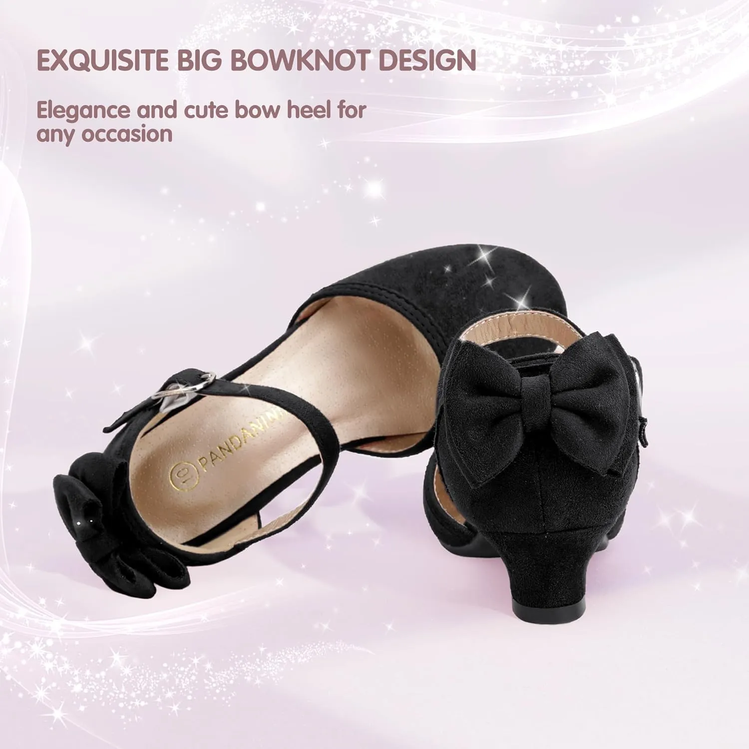 PANDANINJIA Wendy Girls Heels Dress Shoes Flower Girl Mary Jane Sandals Wedding Party Princess Shoes for Toddler Little Kid Big Kid