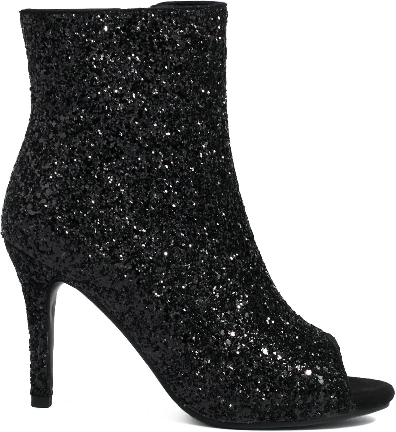 Parisuit Womens Peep Toe Stiletto Booties Sparkly Sequin Glitter Ankle Boots Wedding Heeled Shoes