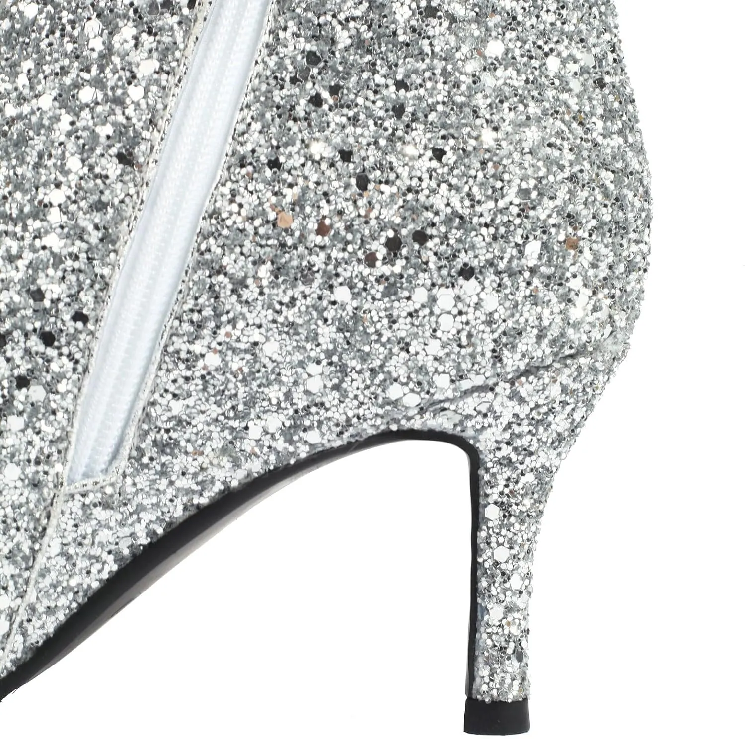 Parisuit Womens Peep Toe Stiletto Booties Sparkly Sequin Glitter Ankle Boots Wedding Heeled Shoes