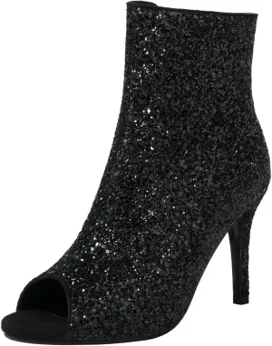 Parisuit Womens Peep Toe Stiletto Booties Sparkly Sequin Glitter Ankle Boots Wedding Heeled Shoes