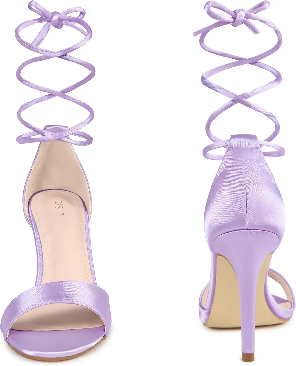 Perphy Lace Up Satin Heel Stiletto Heel Sandals for Women