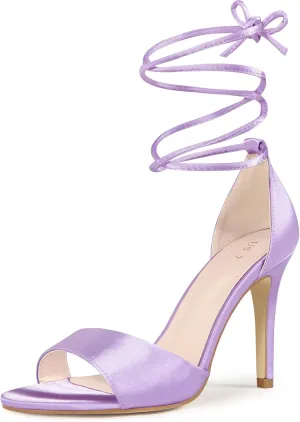Perphy Lace Up Satin Heel Stiletto Heel Sandals for Women
