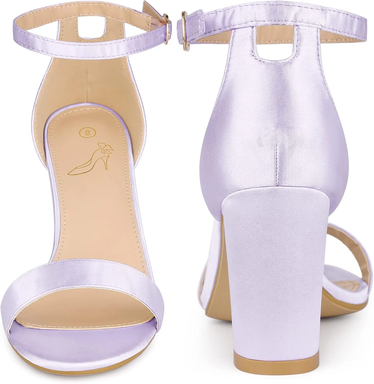 Perphy Open Toe High Heel Ankle Strap Satin Block Heels Sandals for Women
