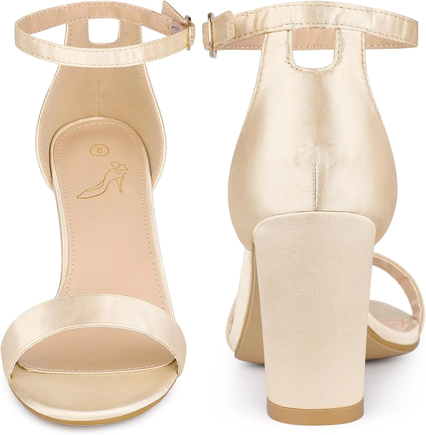 Perphy Open Toe High Heel Ankle Strap Satin Block Heels Sandals for Women