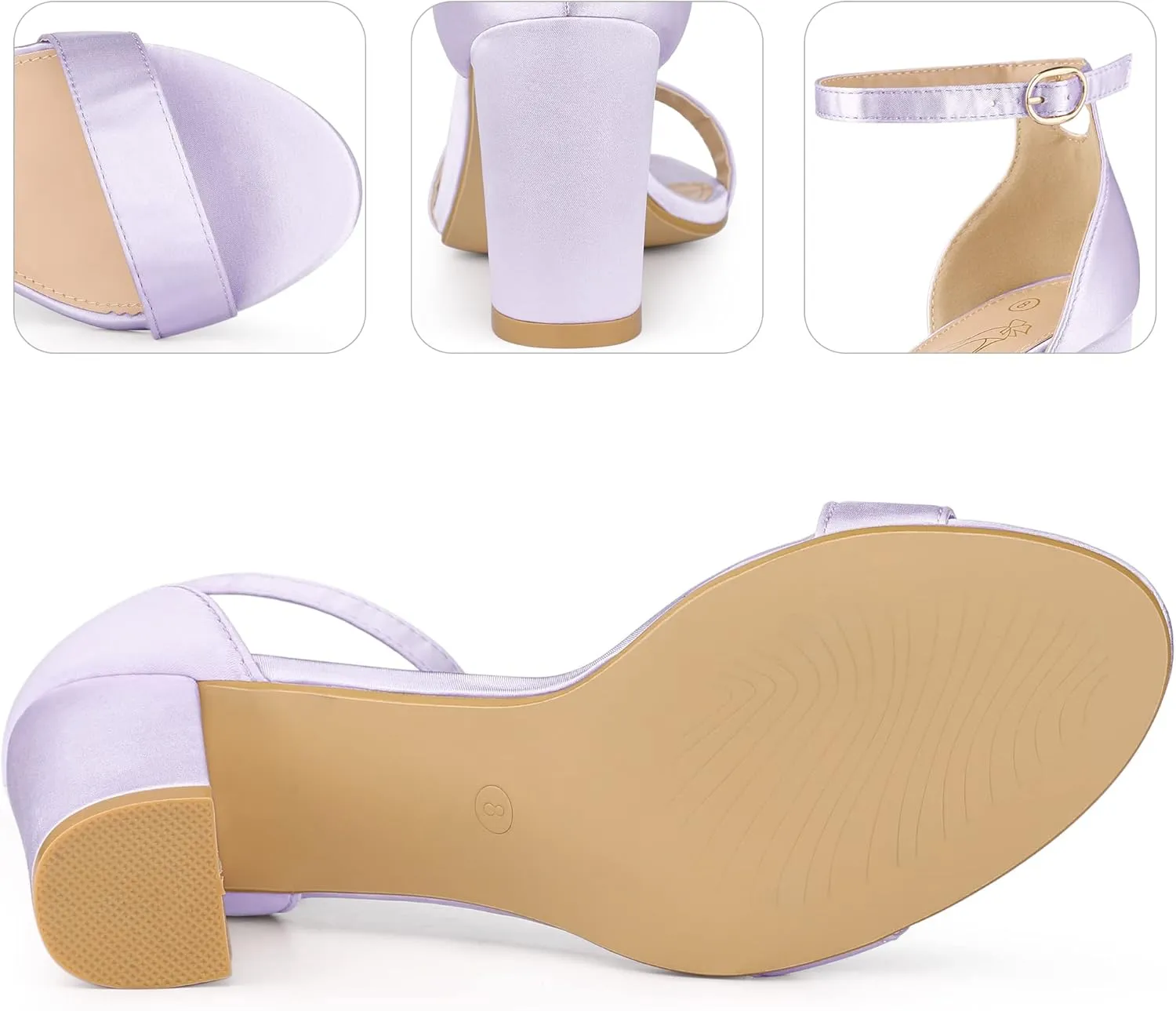 Perphy Open Toe High Heel Ankle Strap Satin Block Heels Sandals for Women