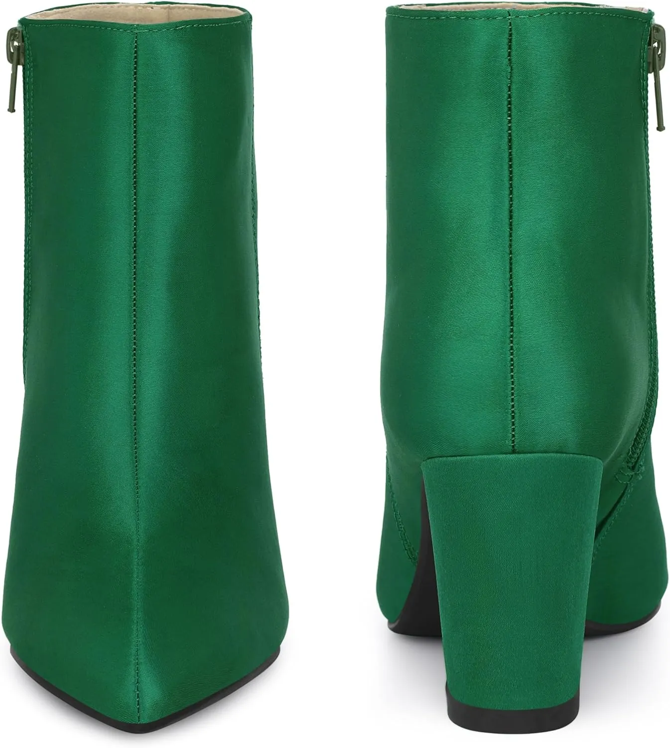 Perphy Pointed Toe Chunky Heel Satin Ankle Boots for Women
