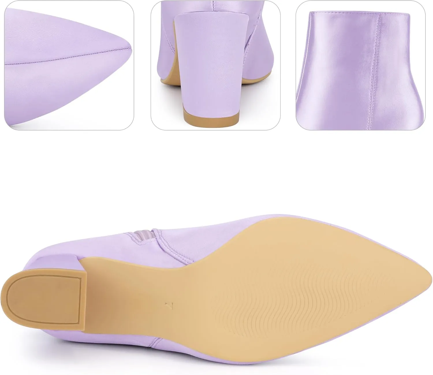 Perphy Pointed Toe Chunky Heel Satin Ankle Boots for Women