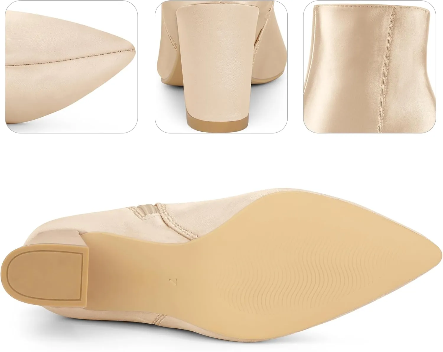 Perphy Pointed Toe Chunky Heel Satin Ankle Boots for Women