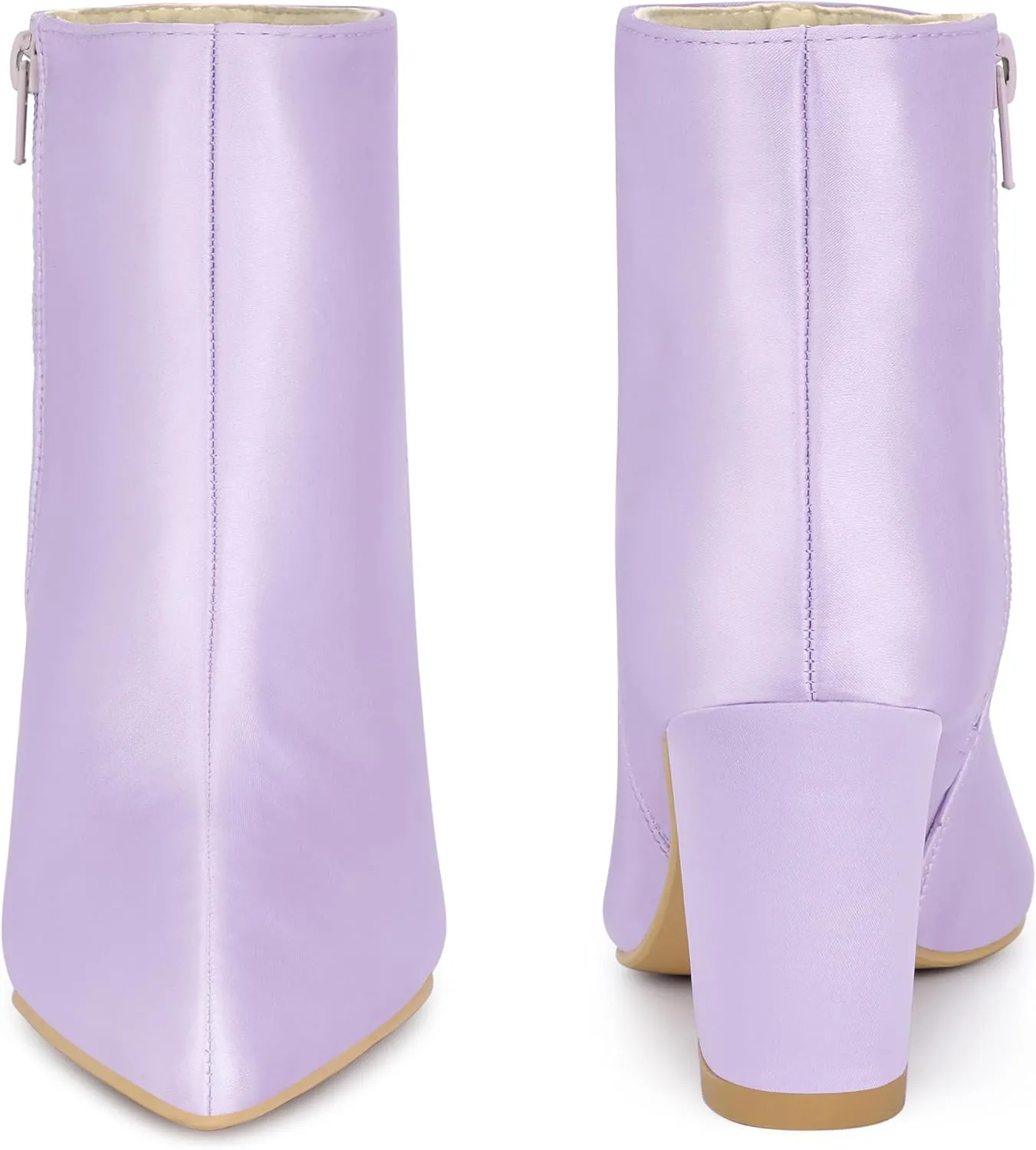 Perphy Pointed Toe Chunky Heel Satin Ankle Boots for Women