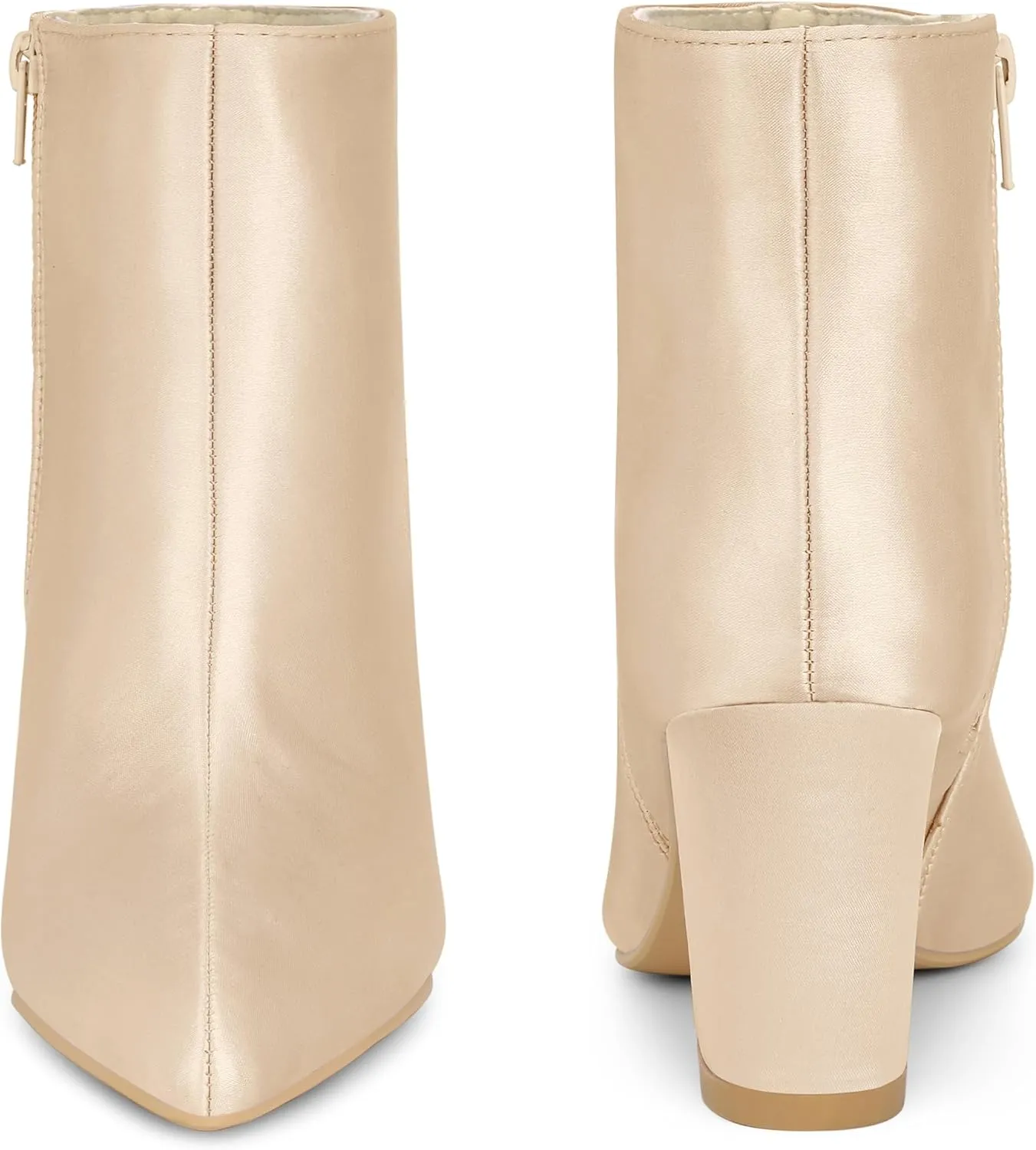 Perphy Pointed Toe Chunky Heel Satin Ankle Boots for Women
