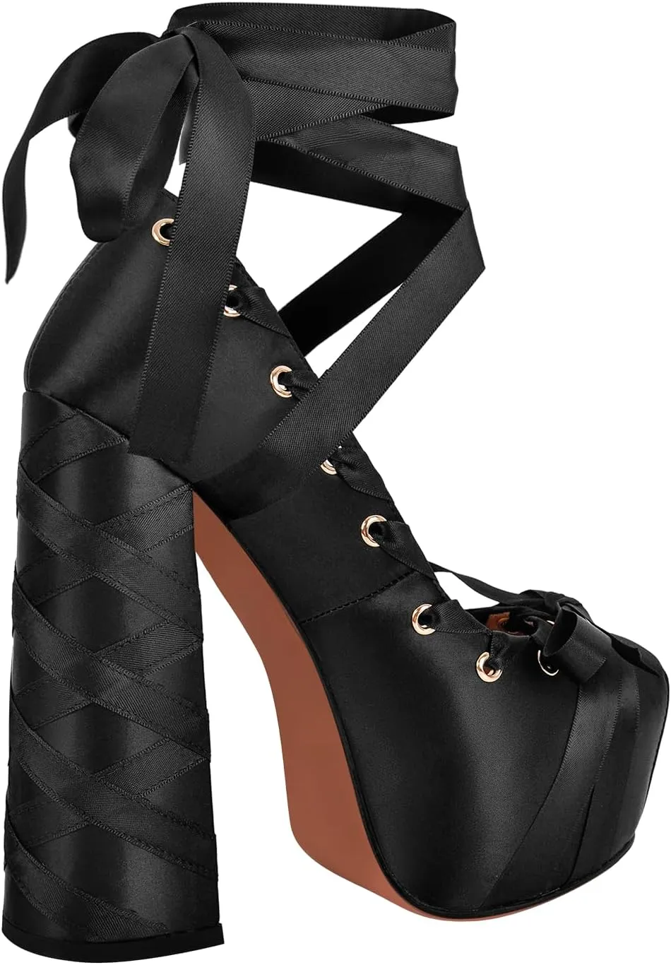 Platform Heels Chunky Bow Ribbon Pumps
