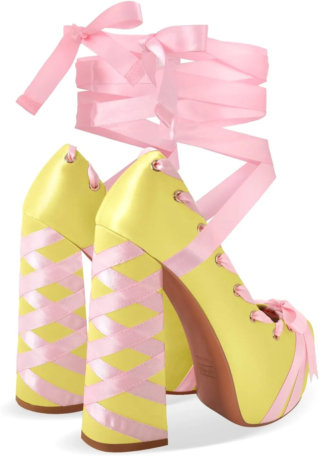 Platform Heels Chunky Bow Ribbon Pumps