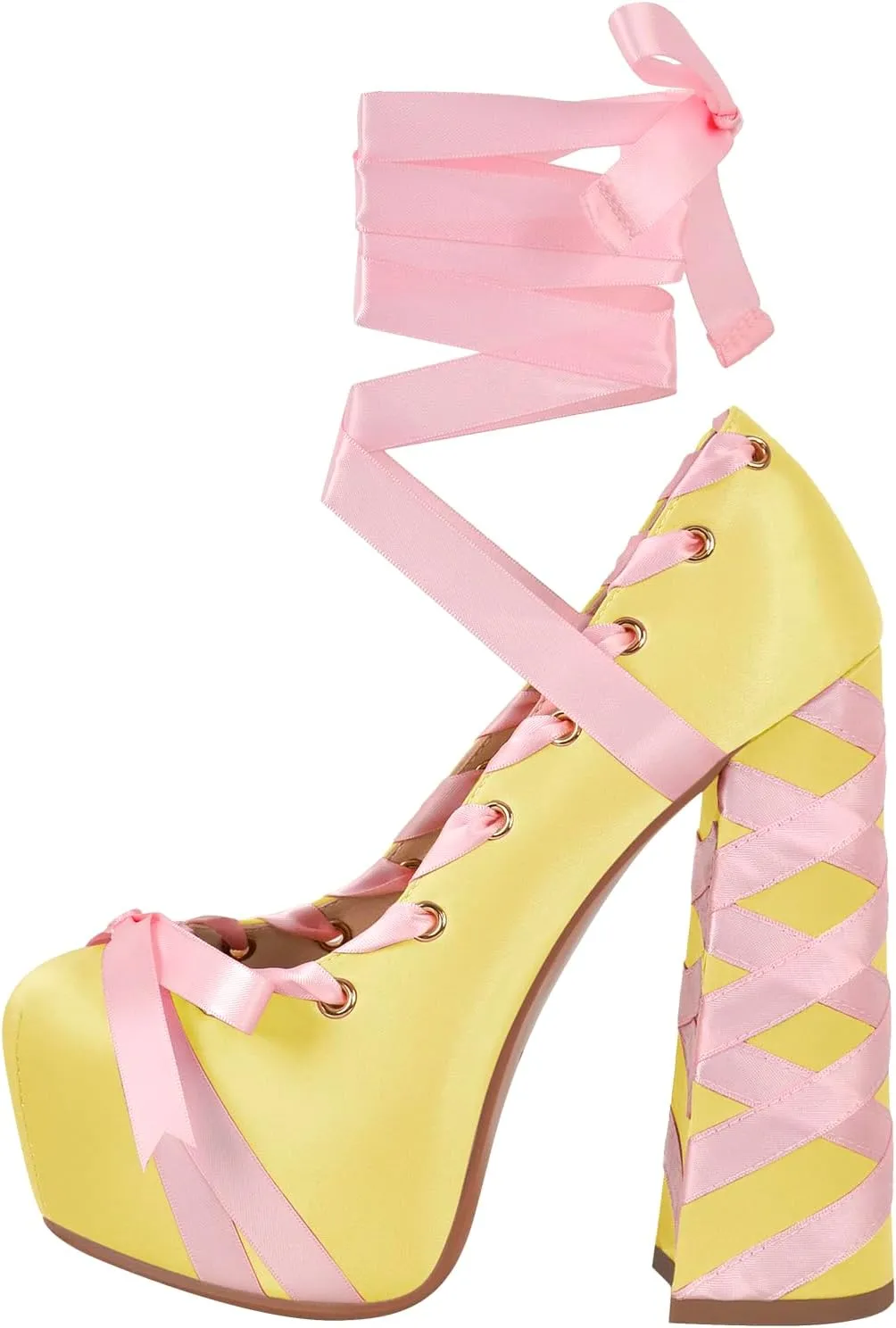 Platform Heels Chunky Bow Ribbon Pumps