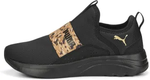 PUMA Women's SOFTRIDE Sophia Slip On Sneaker, Black Team Gold, 7