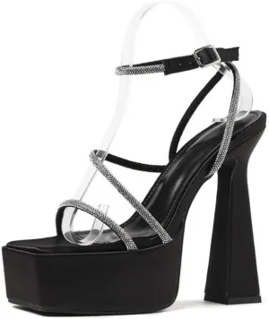 Purple Platform Super High Heel Women Sandals Summer Crystal Runway Style Buckle Strap Banquet Dress Shoes