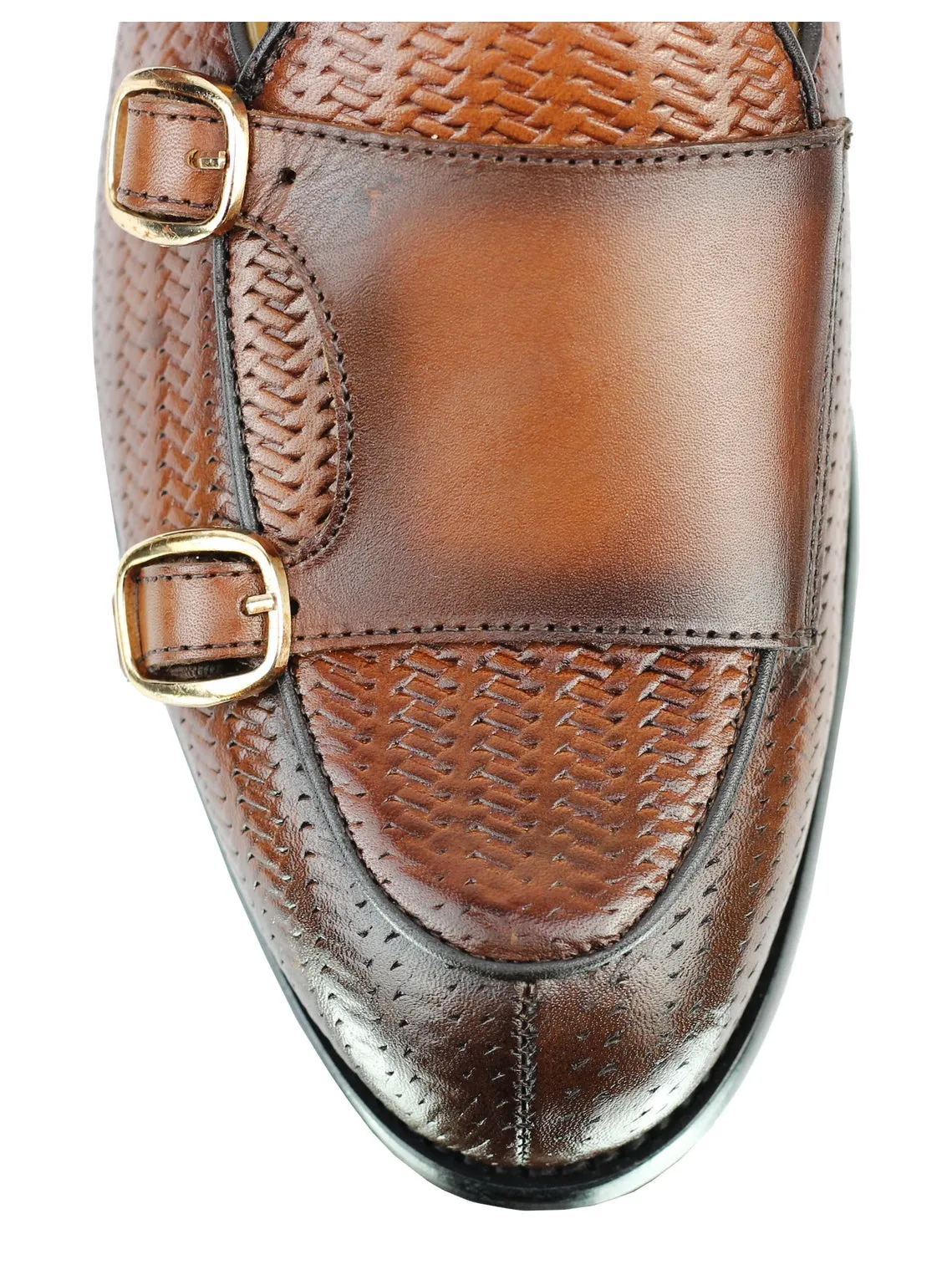 Real Leather Double Monk Strap Brown Loafer