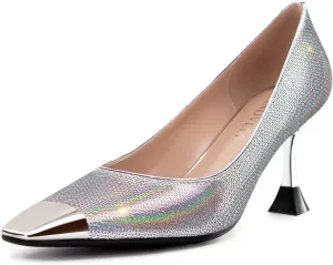 Red High Heels for Women Closed Square Toe Sexy Stiletto Pumps Kitten Heels Wedding Party Dress Shoes