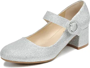 rsxses Mary Jane Shoes Women Chunky Low Block Heels Closed Round Toe Dress Office Work Mary Janes Pumps