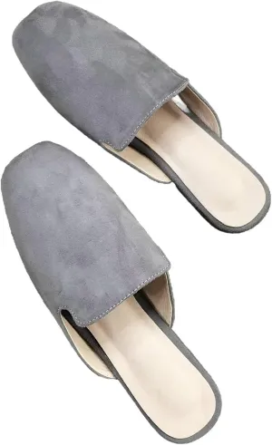 SAILING LU Square Toe Mules for Women Casual Backless Shoes Solid Color Flat Slip ons Comfort Summer Sandals