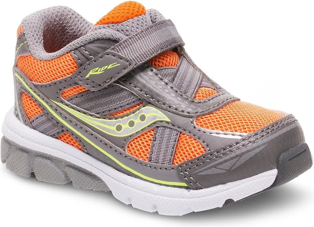 Saucony Boys' Baby Ride Sneaker (Toddler/Little Kid), Orange/Grey, 4.5 W US Toddler