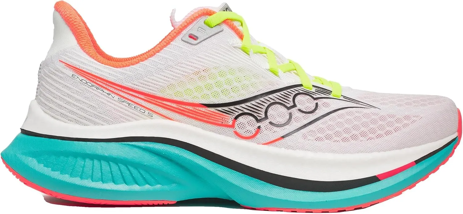 Saucony Men's Endorphin Speed 5 Sneaker, White/Mutant, 9