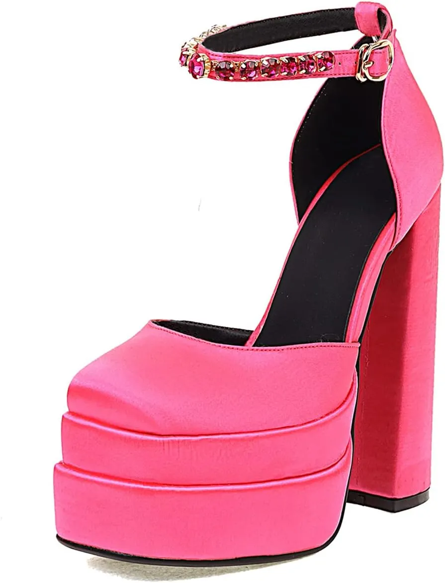 Scaoruki Women Fashion Platform Sandals Chunky High Heels