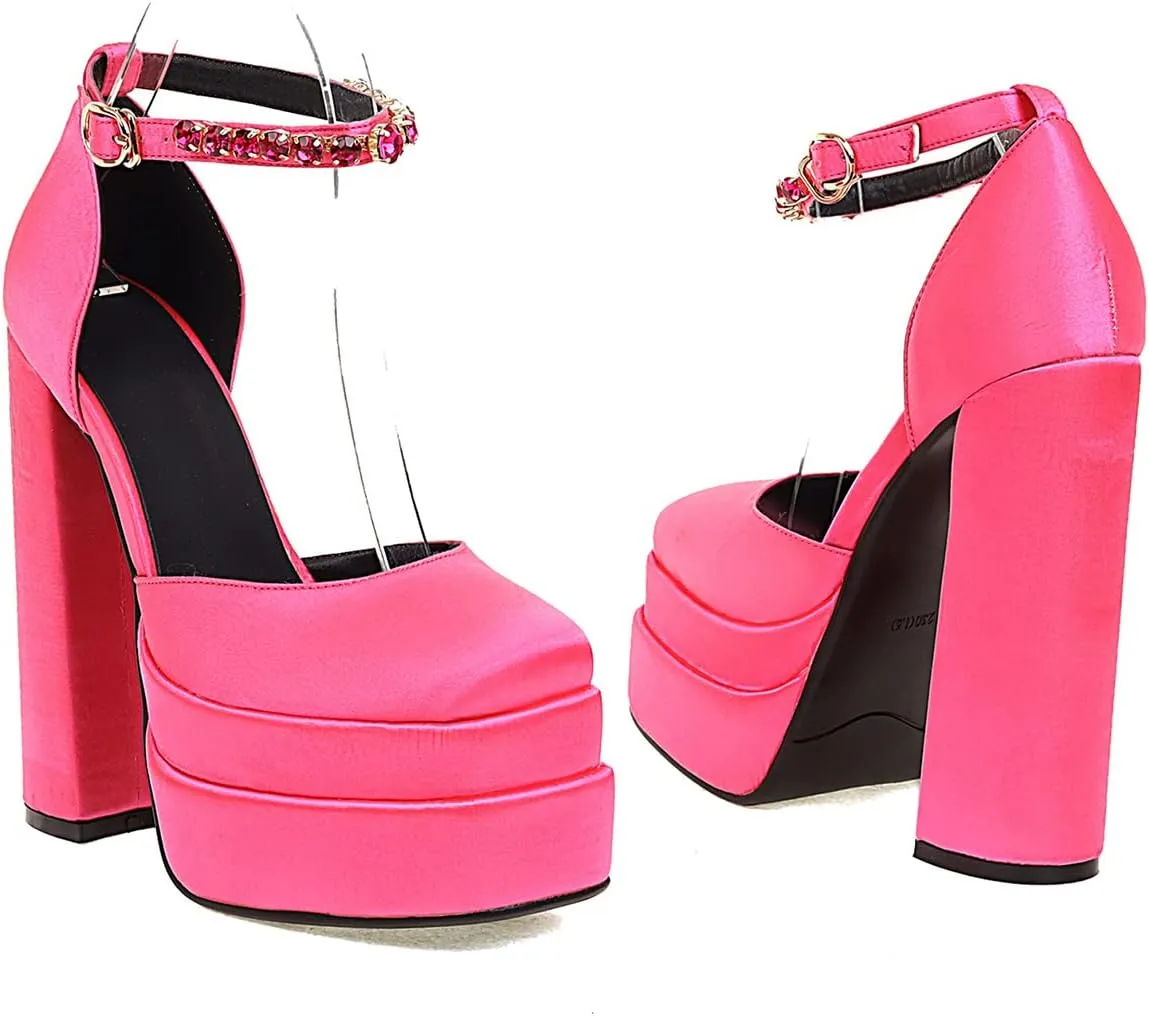 Scaoruki Women Fashion Platform Sandals Chunky High Heels