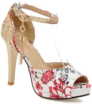 Sequin Printed Fish Mouth high Heels