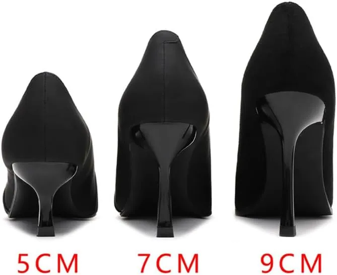Sharp Head Fine Heel Satin Pearl Buckle Decoration Buckle Hundred Matching Commuter 5cm/1.97in High Heels Female
