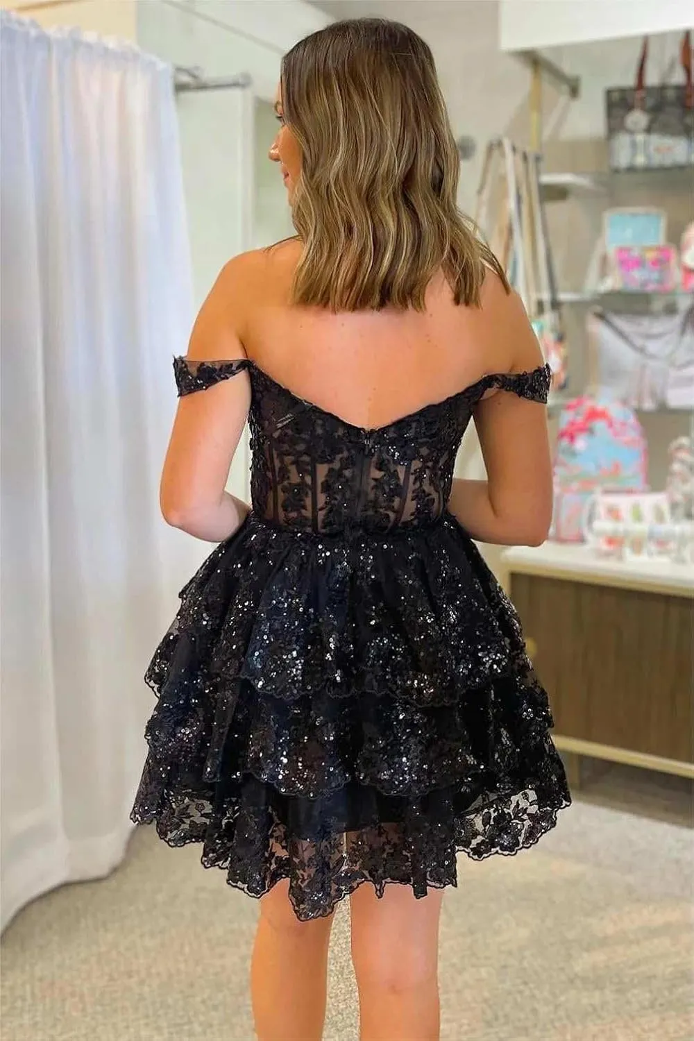 Short Lace Appliques Homecoming Dresses for Teens 2024 Corset Prom Dress Puffy Evening Formal Gown